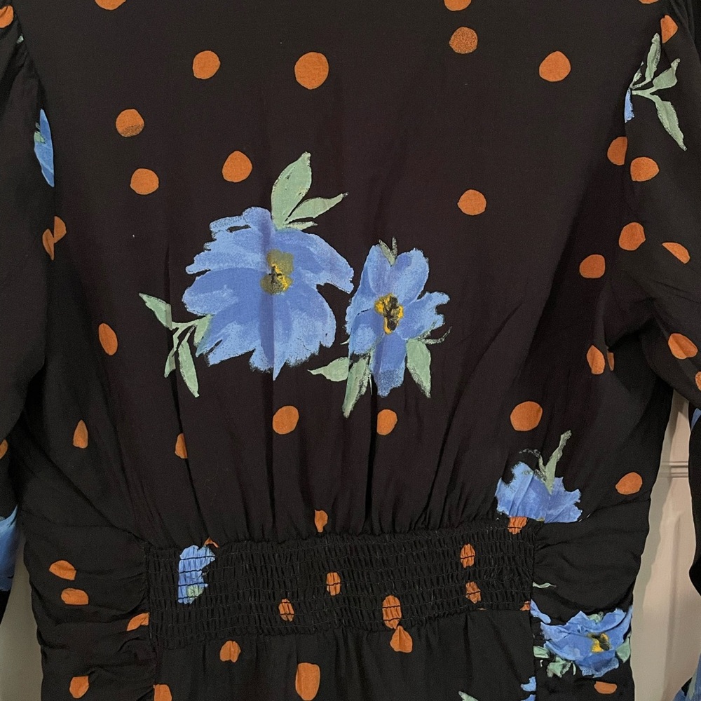 FREE PEOPLE Date Night Mini Black Floral Polka Dot Moonlight Dress. Size Small - Picture 13 of 13